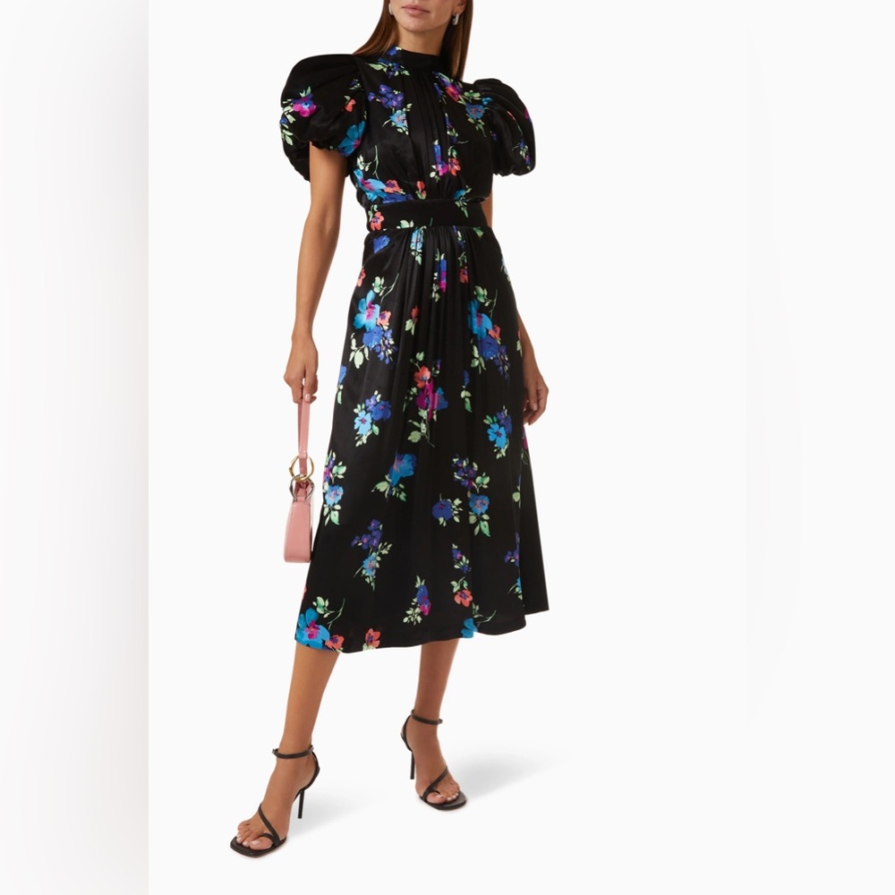 ROTATE BIRGER CHRISTENSEN Noon Puff Sleeves Dress in Satin - Picture 3 of 5